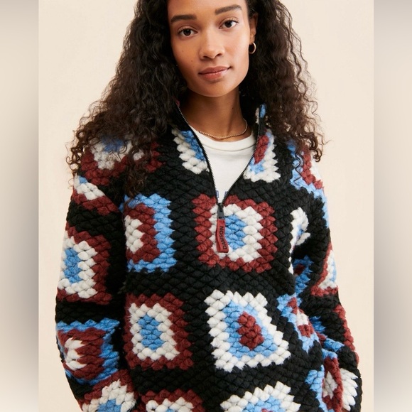 Damson Madder Agnes Crochet Half Zip Pullover Size 4 - Picture 7 of 13